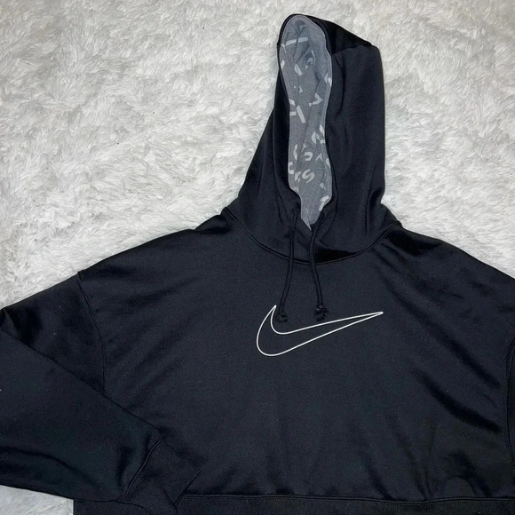 Nike Black Center Swoosh Large Graphic Hoodie size Large(?) - Picture 1 of 3